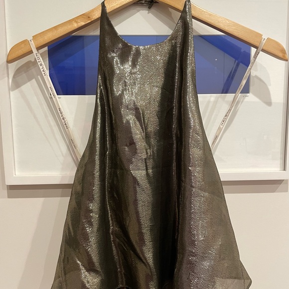 Halston Gold/Bronze Metallic Gown - Picture 2 of 8